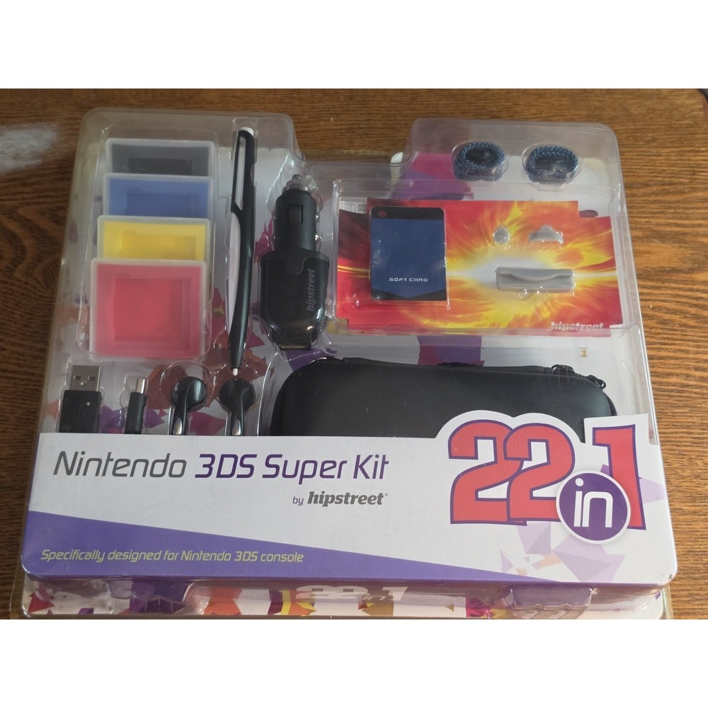 Nintendo 3DS Super 22 pc Accessory Kit USB Car Charger Stylus Earphone Card Case